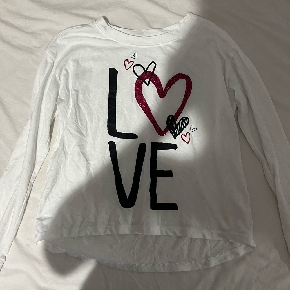 Justice Love Long Sleeve With Glitter, Size 7 In little girls